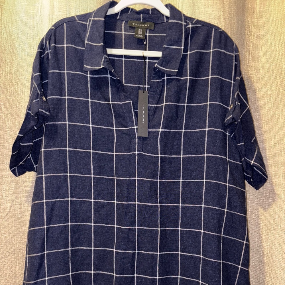 Tahari | Woman's Linen Blend Blouse | Size 1X